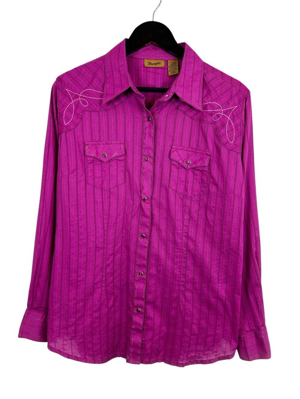 Wrangler Western Button Up Pink Size Large 100% Cotton